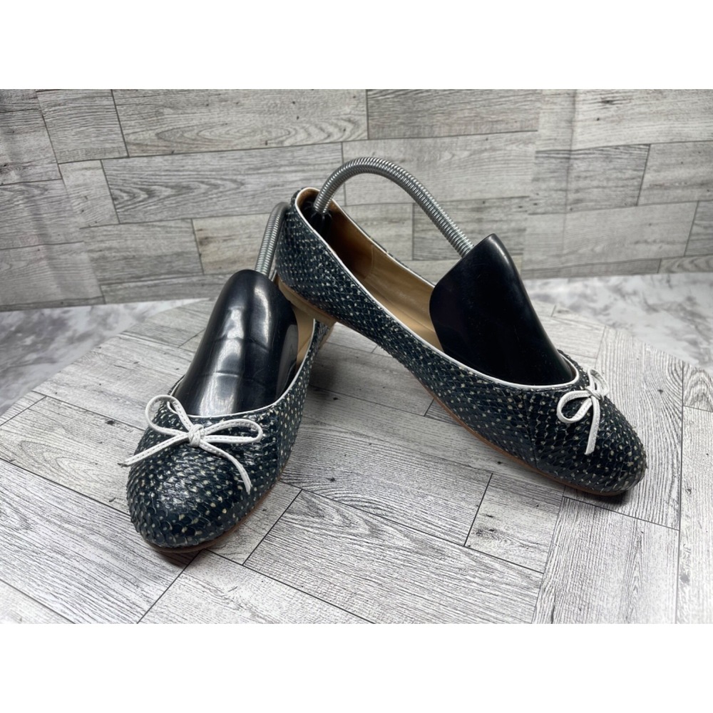 Corso Como Ballet Flat Women 8.5 Shoes Black White Polka dot Snake Exotic Loafer